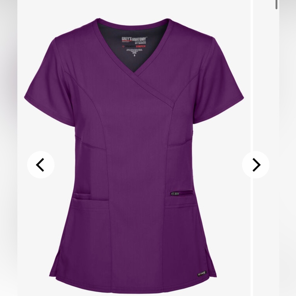 Grey's Anatomy by Barco Spandex STRETCH Kim Women's 3-Pocket Mock Wrap Scrub top